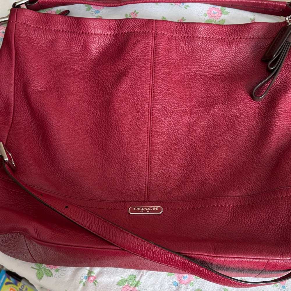 Coach Cherry Red Leather Shoulder Bag - Picture 2 of 10